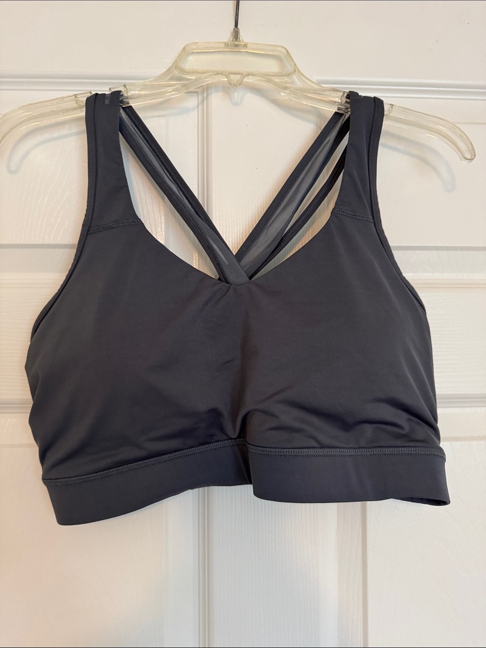 Women’s Strappy Back Sports Bra - Charcoal Removable Cups Workout